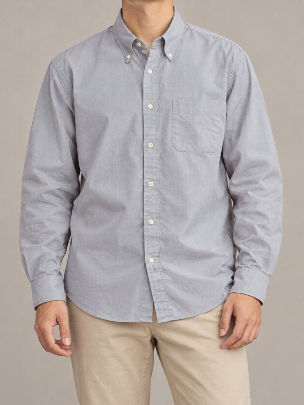 Brooks Brothers 100% Cotton Gray Long Sleeve Button Down Shirt Size L